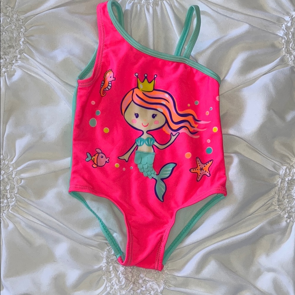Wonder Nation Pink and Green One Piece Swimsuit